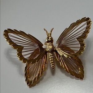 Monet Gold Tone Butterfly Brooch